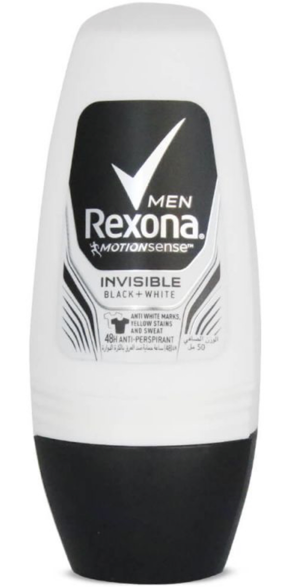 رول ضد تعریق مردانه رکسونا مدل Invisible Dry Black+White حجم 50 میل