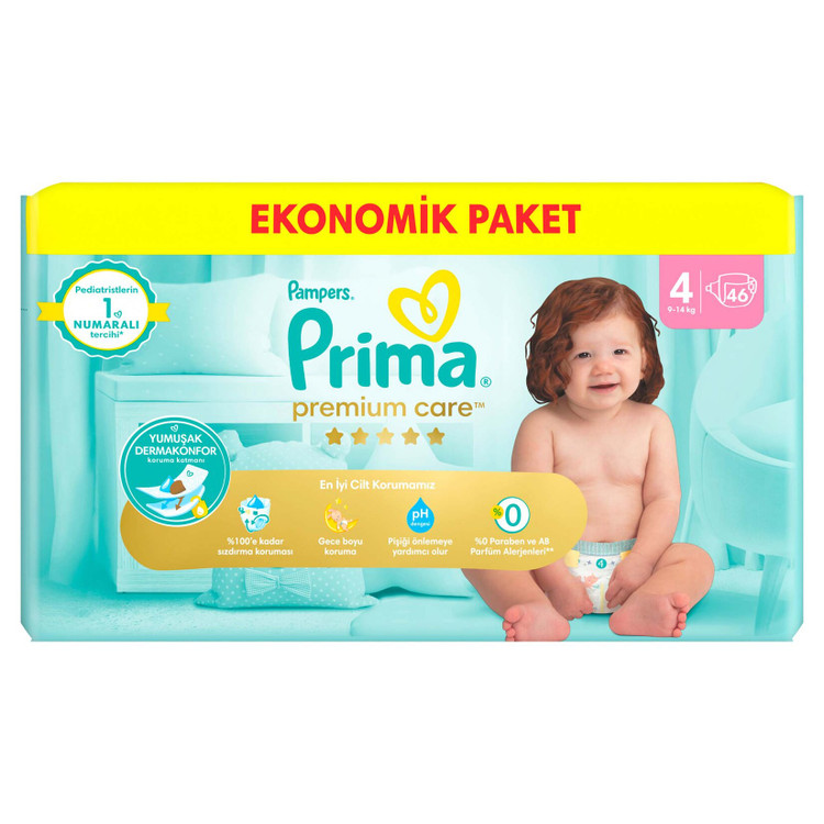 پوشک پریما لهستان سایز 4 بسته 46 عددی