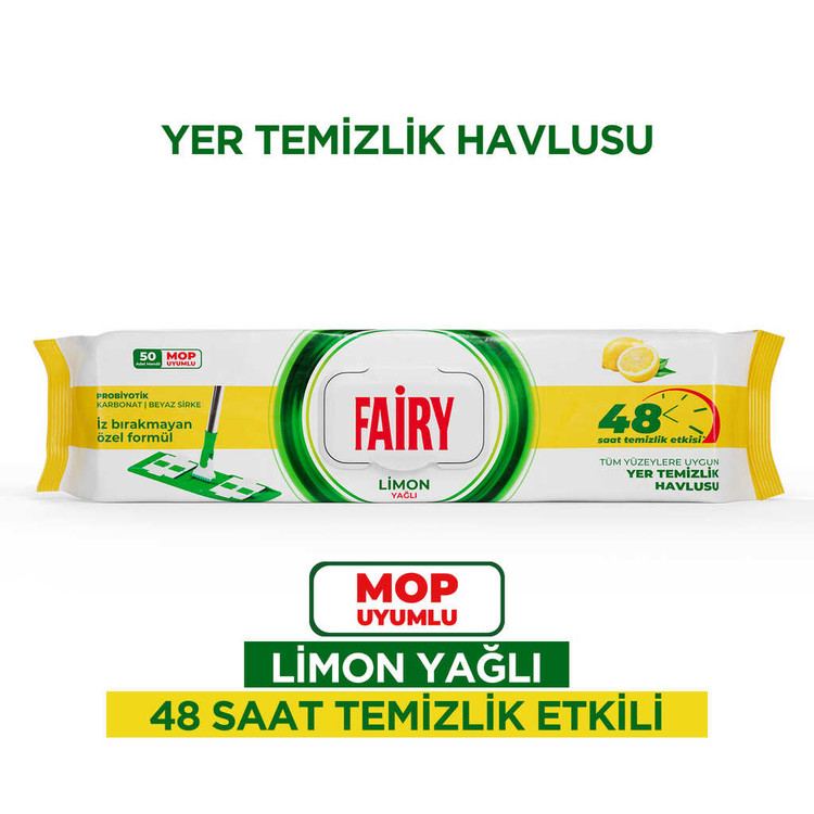 دستمال مرطوب مخصوص تی فیری با رایحه لیمو بسته 50 عددی
